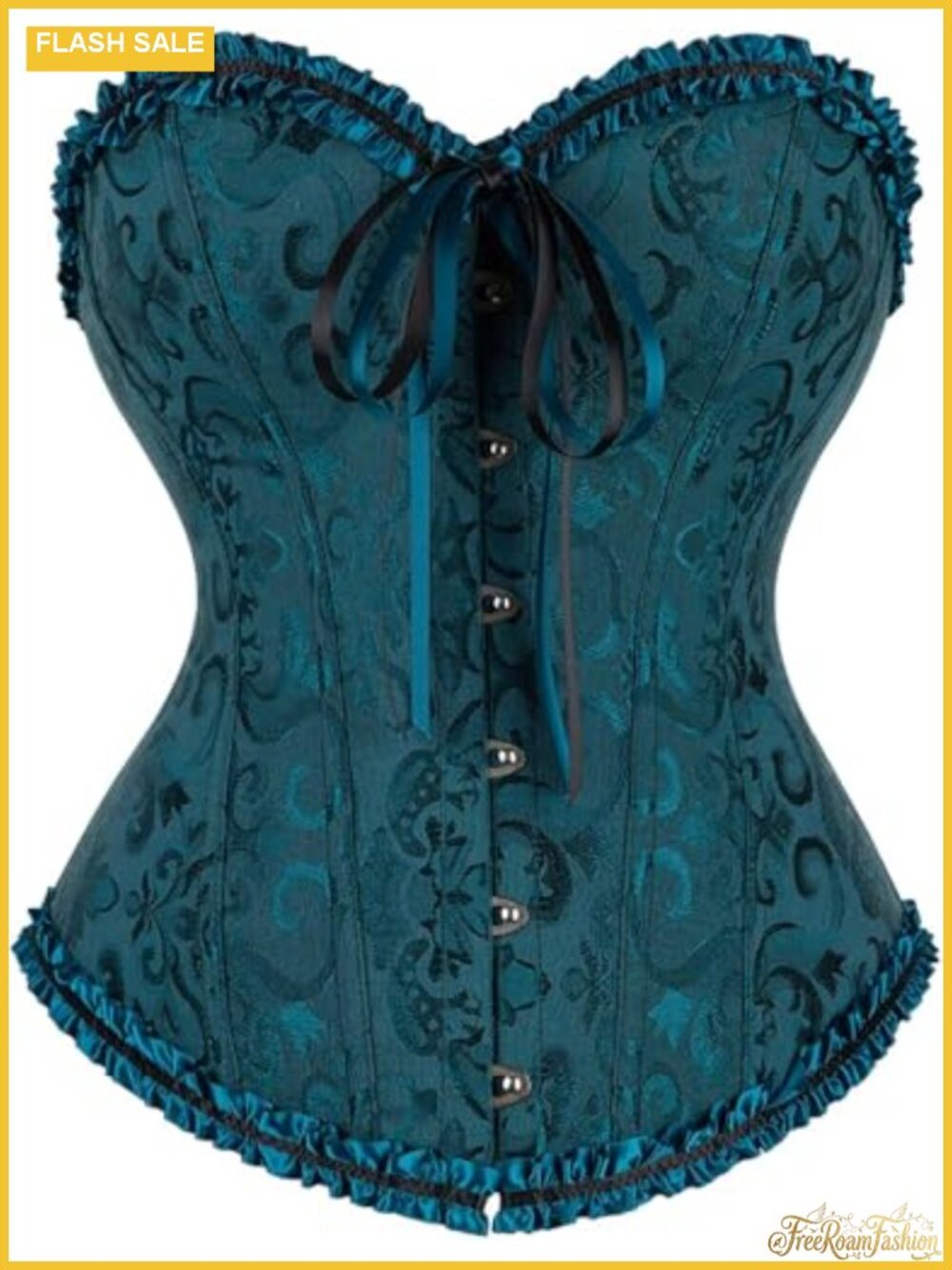 Women Lace-Up Corset Bustier Top Satin Cotton Slim Fit Overbust Waist Cincher